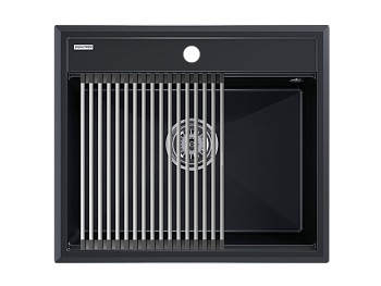 Кухонная мойка + коландер Paulmark PM115951-BLM+R375-BS 60х50 цвет черный